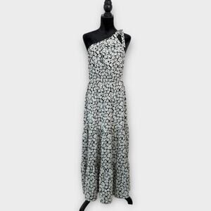 Pretty Garden Tiered One Shoulder Floral Maxi Dress‎ Sz M Stretch Waist Feminine